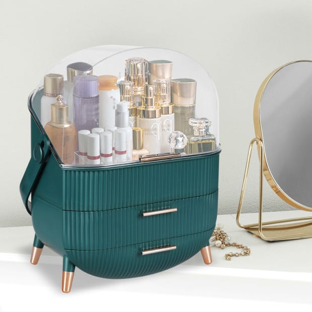 Makeup Storage Case Cosmetic Organiser Stand Holder Green Image 8