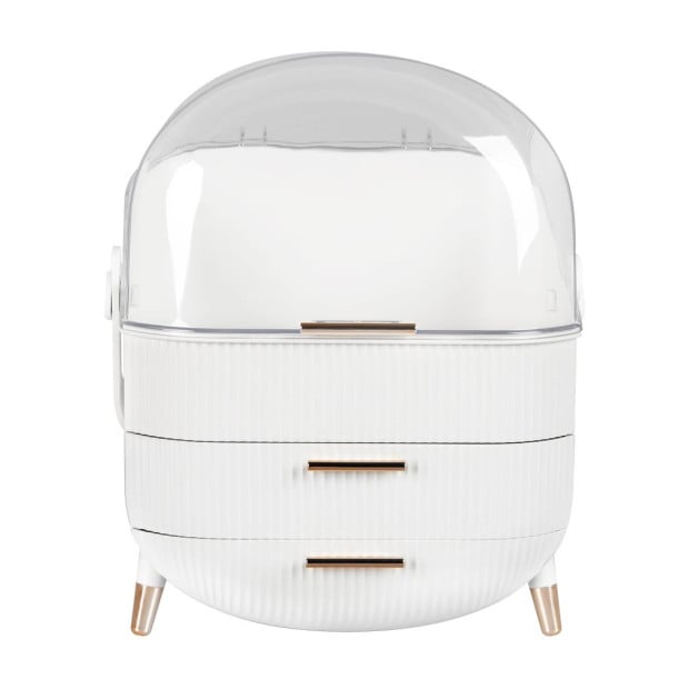 Makeup Organizer Case Drawer Portable Storage Box White Image 2