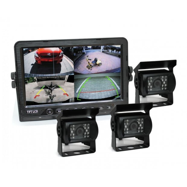 Elinz 7in Dvr Monitor 4ch Realtime Vehicle Reversing Recording with 3 Camera