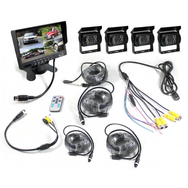Elinz 7In Quad Monitor Splitscreen Colour Ccd Reversing with 4 Camera Image 4