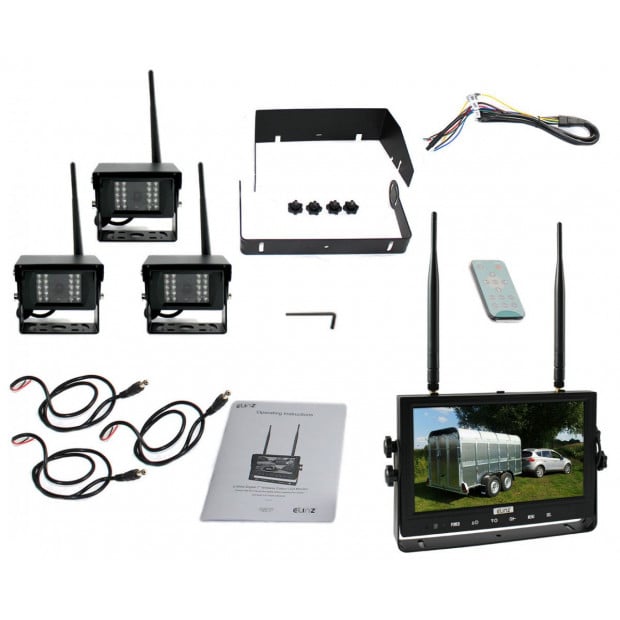 Digital Wireless 9in Quad Splitscreen Monitor Dvr Reversing Camera Image 6