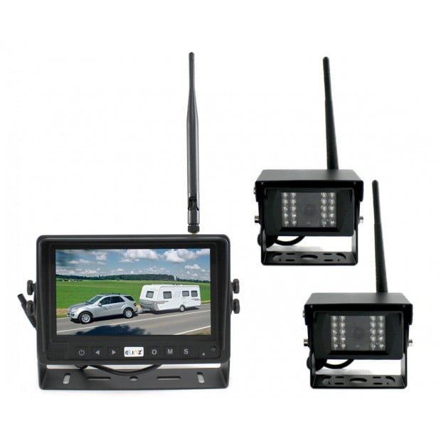 Elinz Wireless 9in Splitscreen Monitor Dvr Ccd Reversing Camera