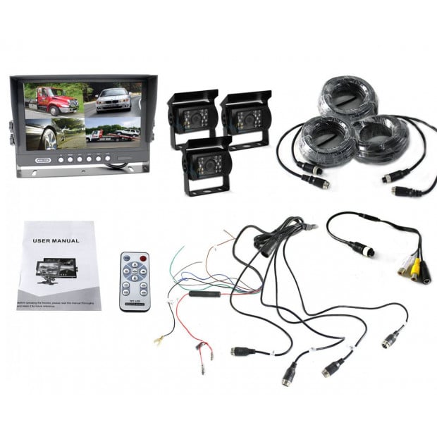 Elinz 9in Splitscreen Monitor 4pin Colour Ccd Ir Rearview Cameras Image 5