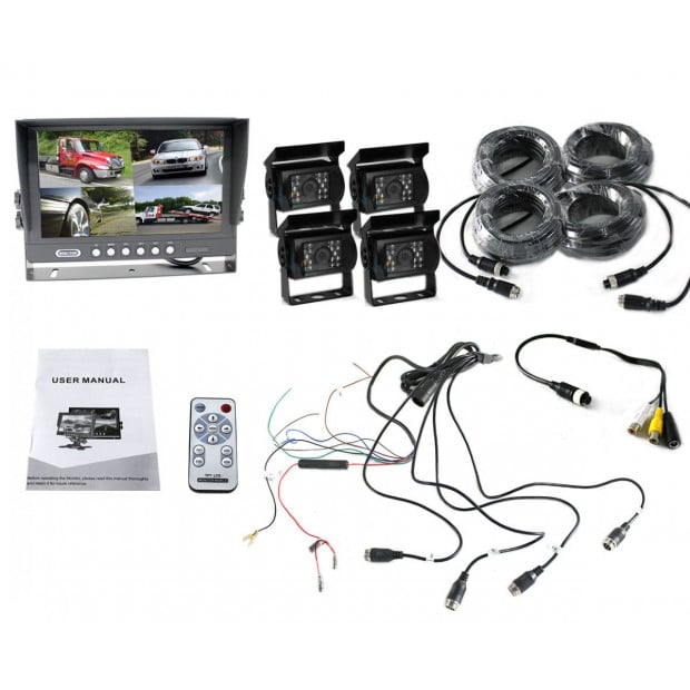 Elinz 9in Splitscreen Monitor 4pin Colour Ccd Ir Reversing Cameras Image 5