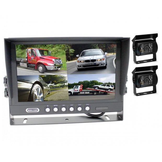 Elinz 9in Splitscreen Monitor 4pin Reversing 2x Cameras Package