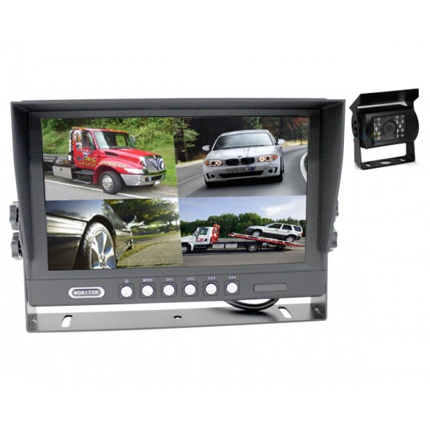 Elinz 9in Splitscreen Monitor 4pin Colour Ccd Ir Rearview Reversing Camera