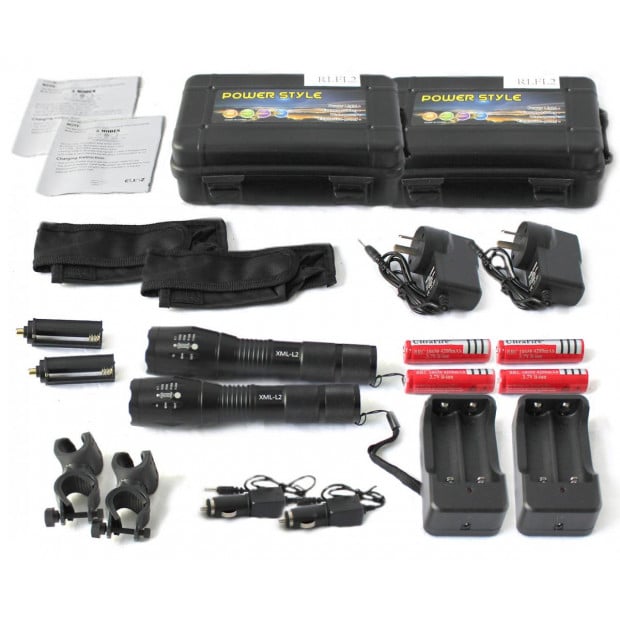 Raylight 2x Flashlight Led Cree Xml-l2 8000lm Rechargeable Image 2