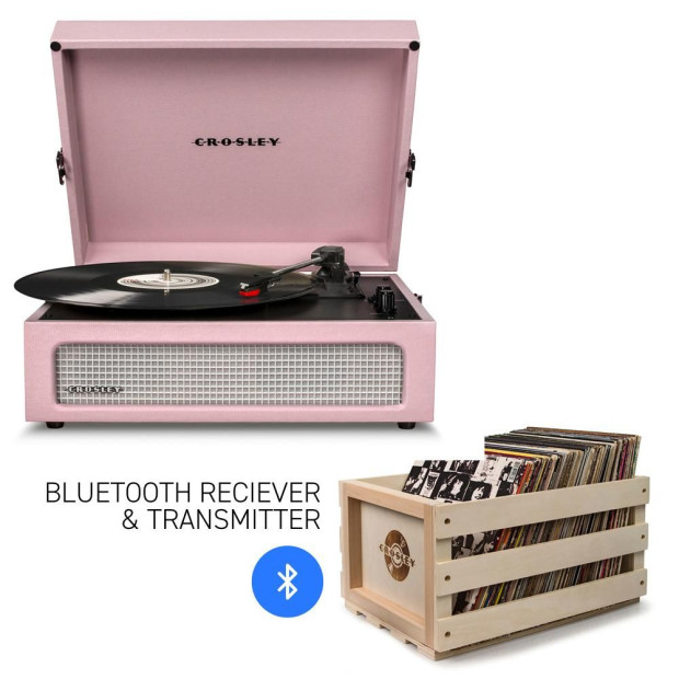 Voyager Amethyst - Bluetooth Portable Turntable & Record Storage Crate