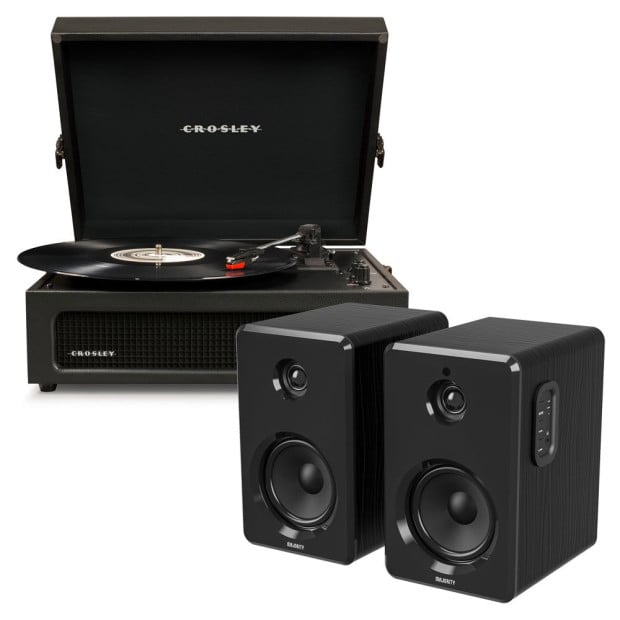 Crosley Voyager Bluetooth Turntable Majority D40 Speakers Black
