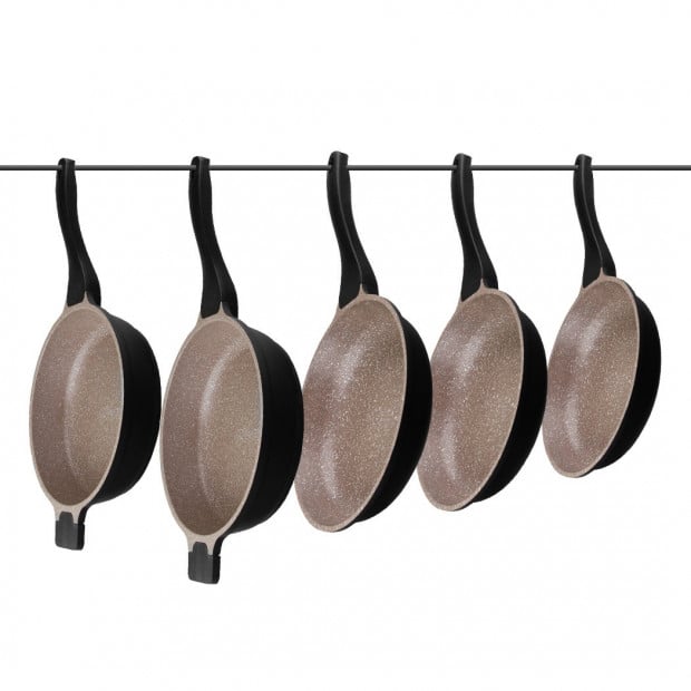 K2 5pc Ceramic Stone Deep Frying Pan Cookware Non Stick Pan