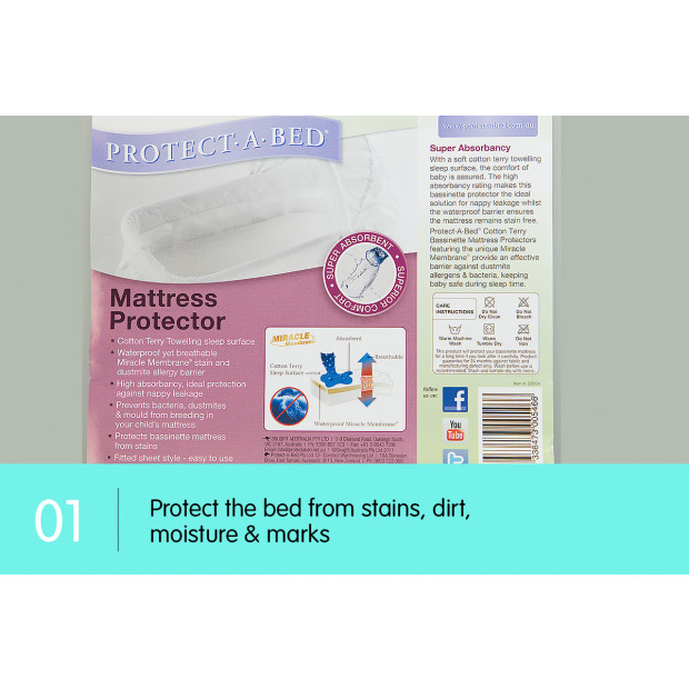 Protect a Bed Bassinette Fitted Sheet 80x45cm Image 3