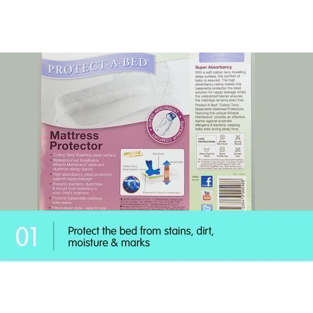 Protect a Bed Bassinette Fitted Sheet 80x45cm Image 3