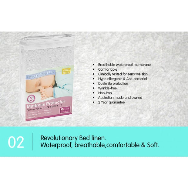 Protect a Bed Bassinette Fitted Sheet 80x45cm Image 2