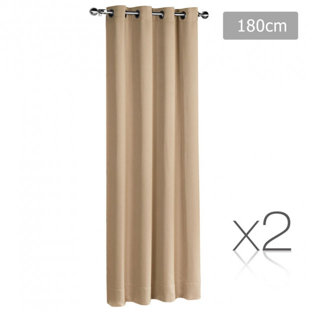 Art Queen 2 Panel 180 x 230cm Block Out Curtains - Latte