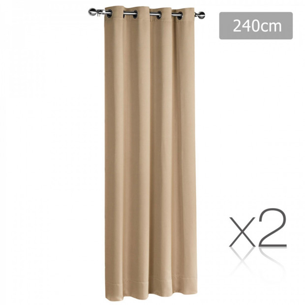Art Queen 2 Panel 240 x 230cm Block Out Curtains - Latte