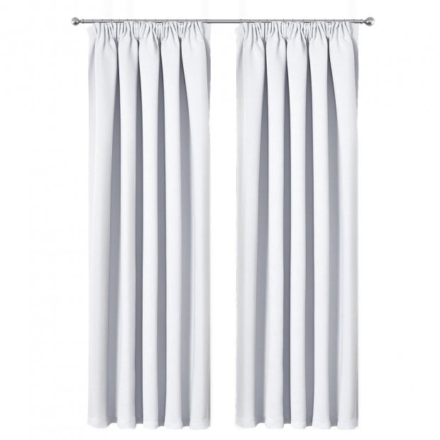 Art Queen 2 Pencil Pleat 140x230cm Blockout Curtains - White