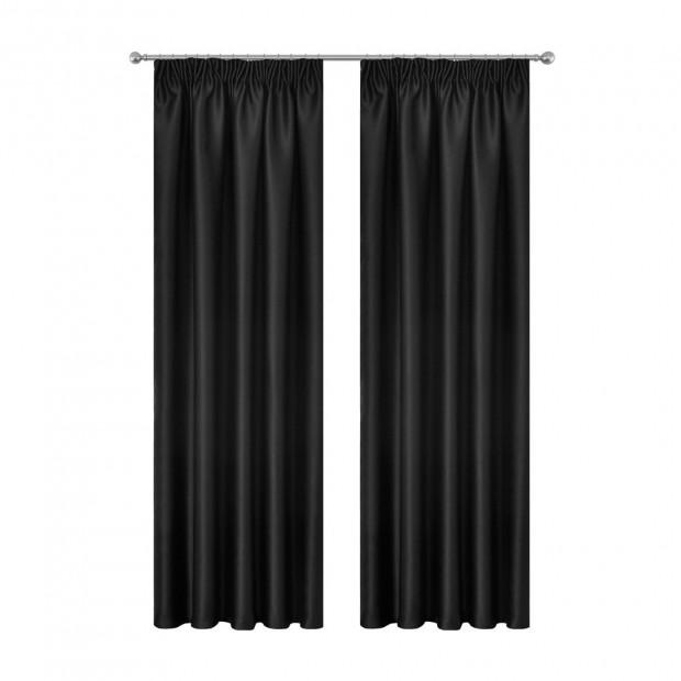 Art Queen 2 Pencil Pleat 180x230cm Blockout Curtains - Black