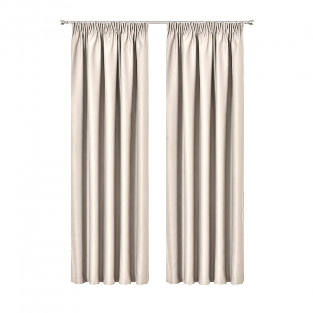 Art Queen 2 Pencil Pleat 180x230cm Blockout Curtains - Sand