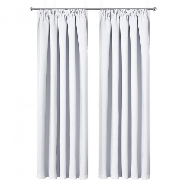 Art Queen 2 Pencil Pleat 240x230cm Blockout Curtains - White