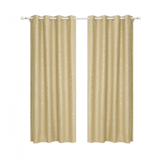 Art Queen 2 Star Blockout 180x180cm Blackout Curtains - Gold