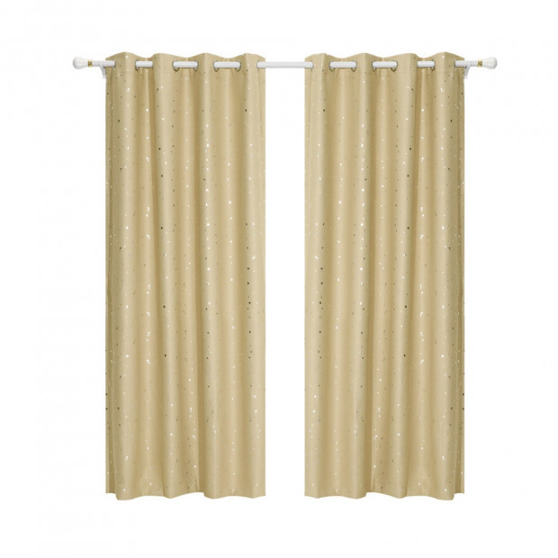 Art Queen 2 Star Blockout 180x213cm Blackout Curtains - Light Grey