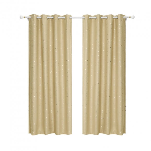 Art Queen 2 Star Blockout 180x230cm Blackout Curtains - Gold