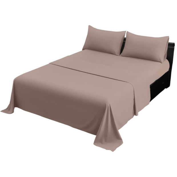 1000 Thread Count Cotton Rich Double Bed Sheet Set 4 Piece in Linen Image 3