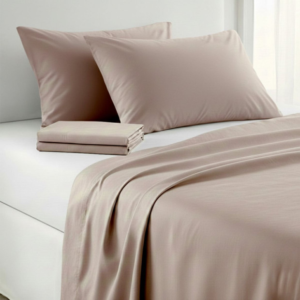 1000 Thread Count Cotton Rich Double Bed Sheet Set 4 Piece in Linen Image 7