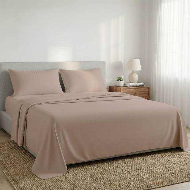 1000 Thread Count Cotton Rich Double Bed Sheet Set 4 Piece in Linen Image 9