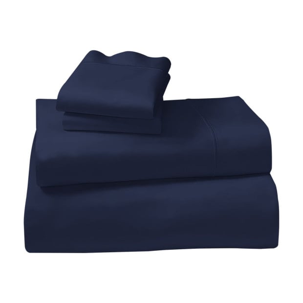 1000 Thread Count Cotton Rich Double Bed Sheet Set 4 Piece in Navy Image 2