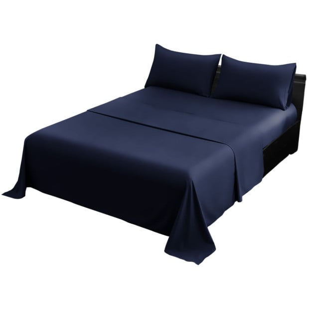 1000 Thread Count Cotton Rich Double Bed Sheet Set 4 Piece in Navy Image 3