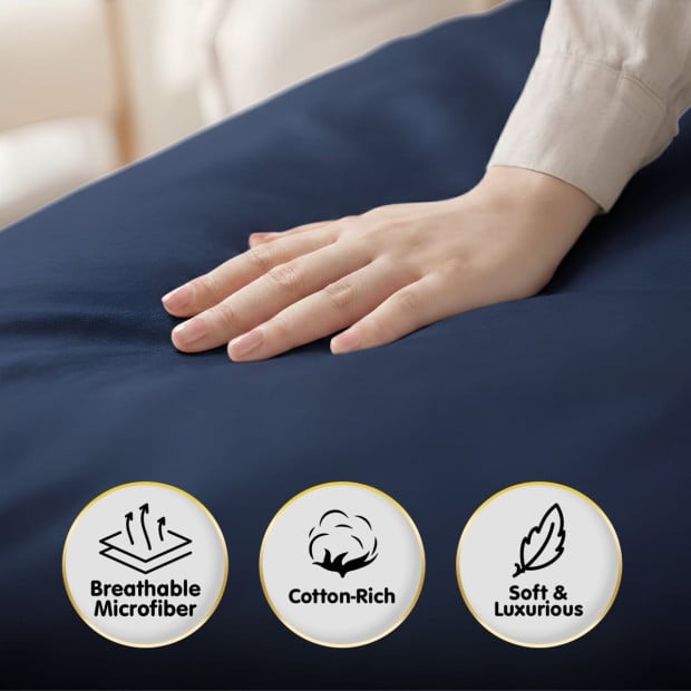 1000 Thread Count Cotton Rich Double Bed Sheet Set 4 Piece in Navy Image 4