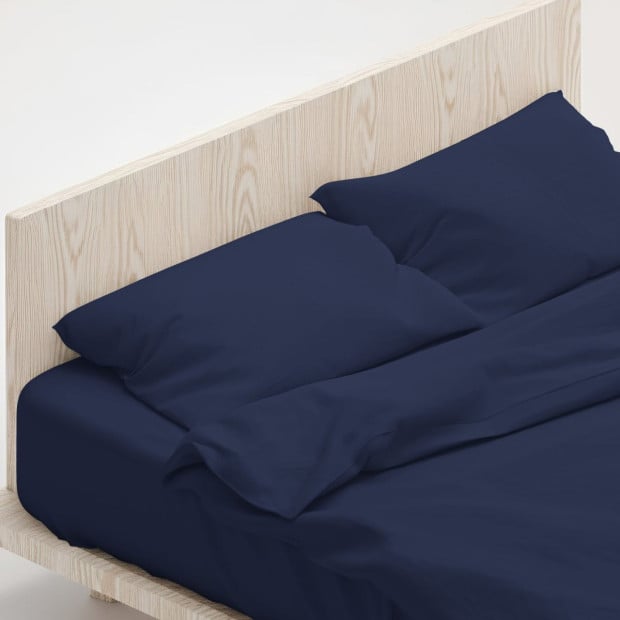 1000 Thread Count Cotton Rich Double Bed Sheet Set 4 Piece in Navy Image 5