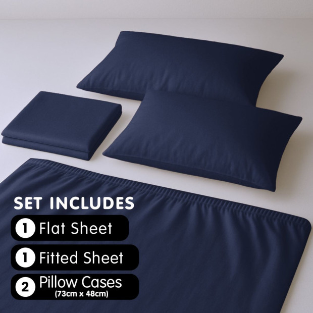 1000 Thread Count Cotton Rich Double Bed Sheet Set 4 Piece in Navy Image 6
