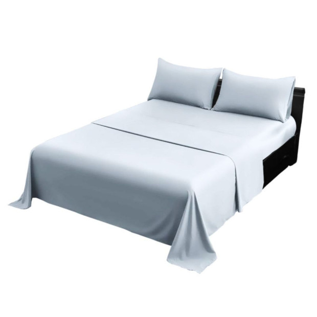 1000 Thread Count Cotton Rich Blue Double Bed Sheet Set 4 Piece in Pale Blue Image 3