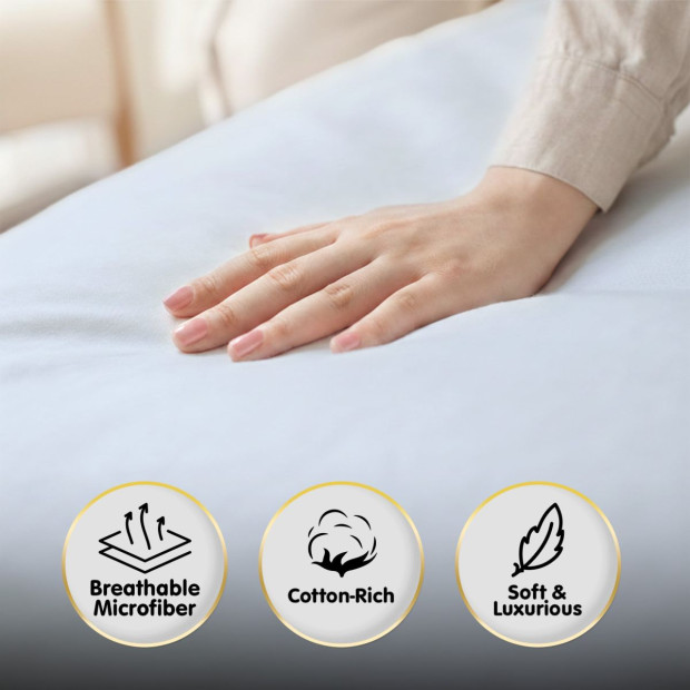 1000 Thread Count Cotton Rich Blue Double Bed Sheet Set 4 Piece in Pale Blue Image 4