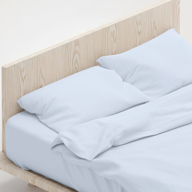 1000 Thread Count Cotton Rich Blue Double Bed Sheet Set 4 Piece in Pale Blue Image 5