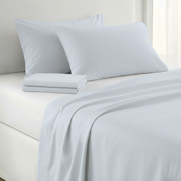 1000 Thread Count Cotton Rich Blue Double Bed Sheet Set 4 Piece in Pale Blue Image 7