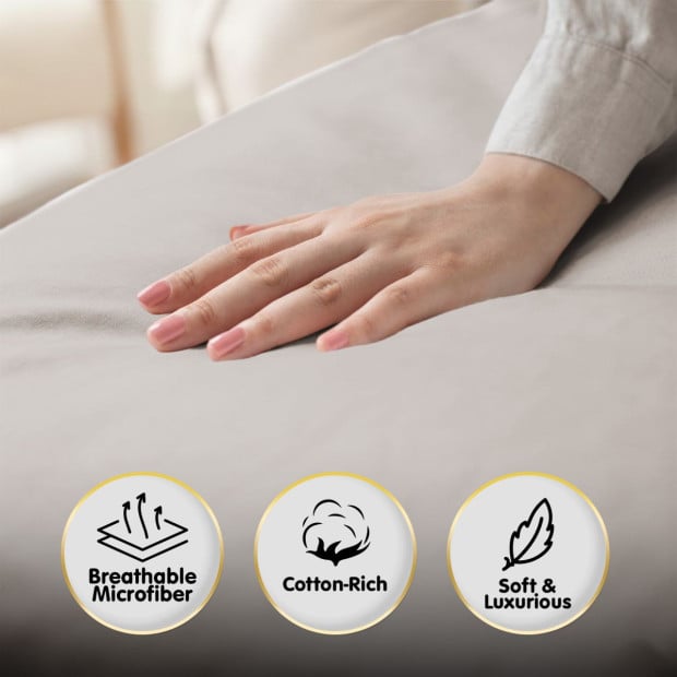 1000 Thread Count Cotton Rich Double Bed Sheet Set 4 Piece in Silver Image 4