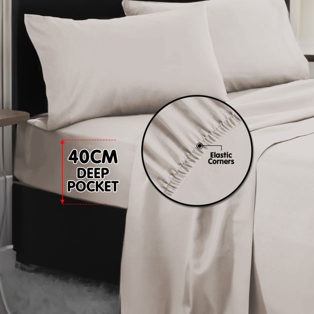 1000 Thread Count Cotton Rich Double Bed Sheet Set 4 Piece in Silver Image 8