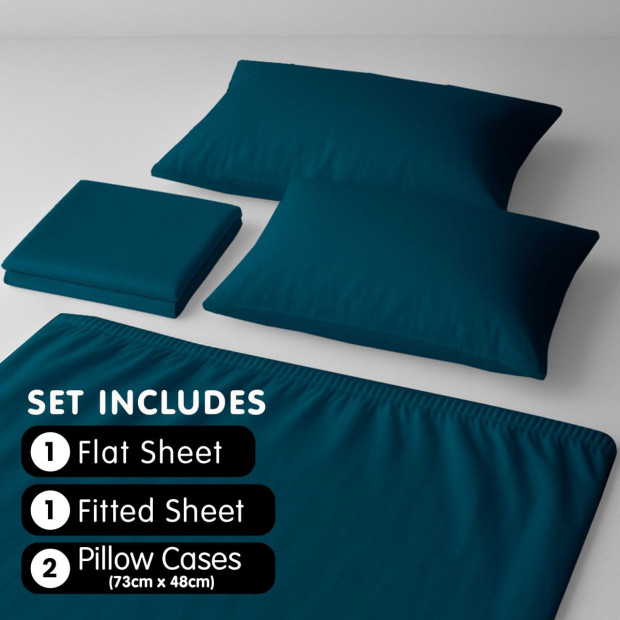 1000 Thread Count Cotton Rich Double Bed Sheet Set 4 Piece in Teal Image 5