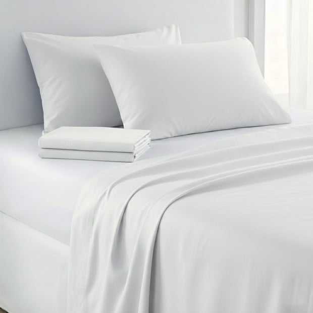 1000 Thread Count Cotton Rich Double Bed Sheet Set 4 Piece in White Image 7