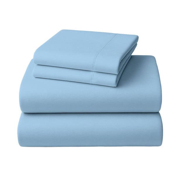 1000 Thread Count Cotton Rich King Bed Sheets 4-Piece Set - Blue Image 2
