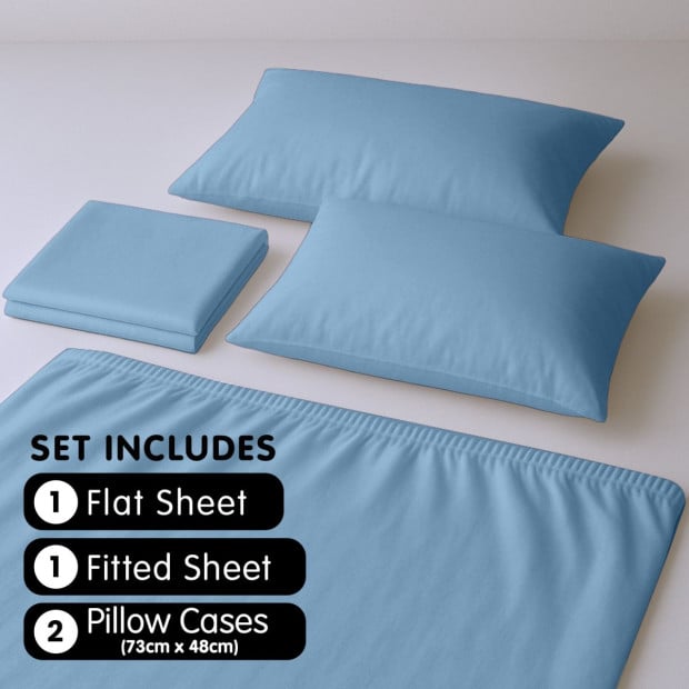 1000 Thread Count Cotton Rich King Bed Sheets 4-Piece Set - Blue Image 7