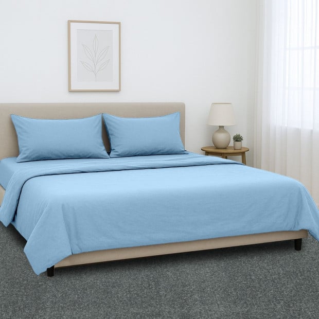 1000 Thread Count Cotton Rich King Bed Sheets 4-Piece Set - Blue Image 9