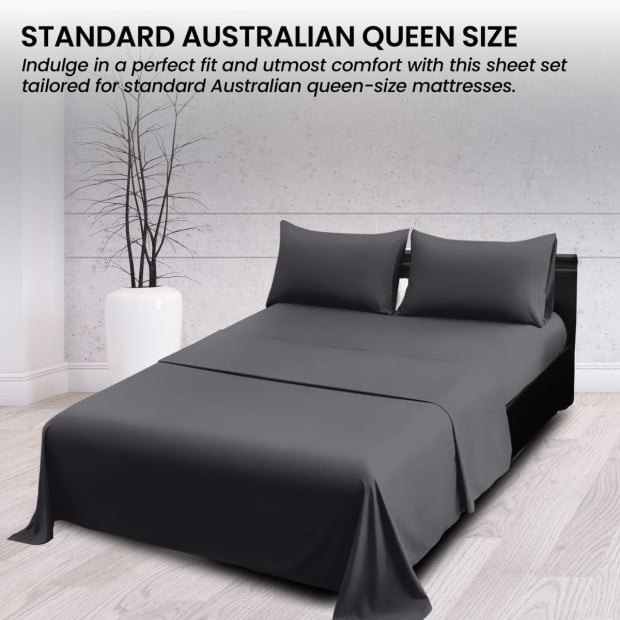1000 Thread Count Cotton Rich King Bed Sheets 4-Piece Set - Charcoal Image 4