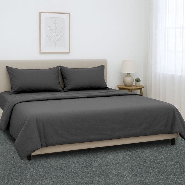 1000 Thread Count Cotton Rich King Bed Sheets 4-Piece Set - Charcoal Image 9