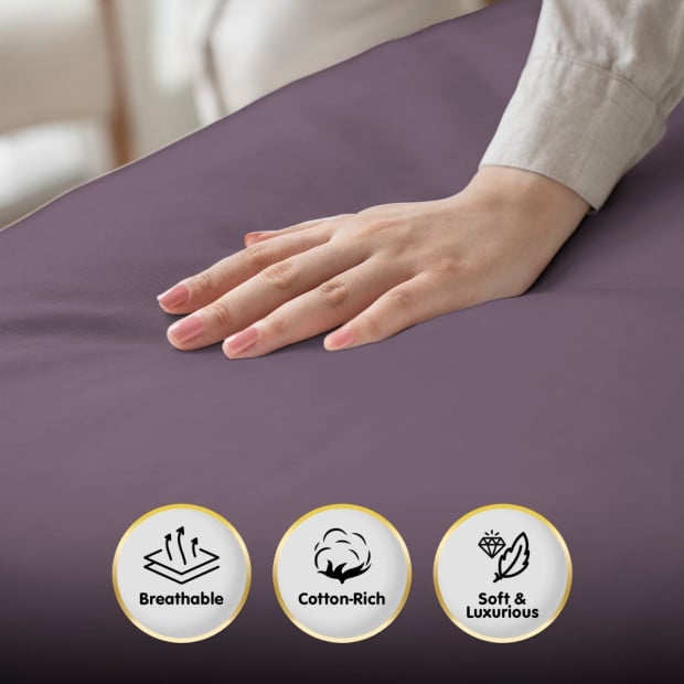 1000 Thread Count Cotton Rich King Bed Sheets 4-Piece Set - Lilac Image 4