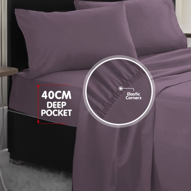1000 Thread Count Cotton Rich King Bed Sheets 4-Piece Set - Lilac Image 6