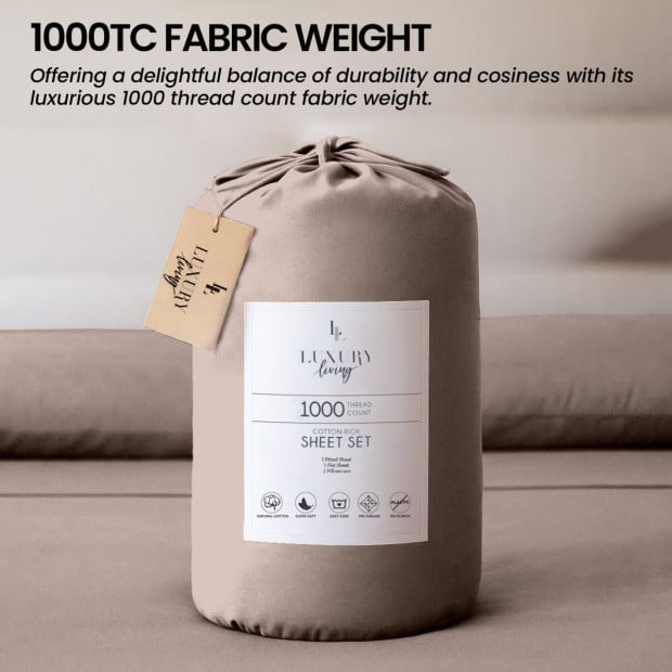 1000 Thread Count Cotton Rich King Bed Sheets 4-Piece Set - Linen Image 6